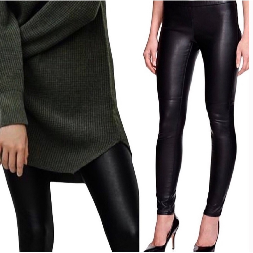 7 FOR ALL MANKIND Black Faux Leather Leggings Pants NWT XS - Picture 3 of 9